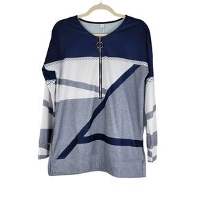 Made with Love Women's Multicolor Tunic/Top Long Sleeve Round Neck Size M NEW